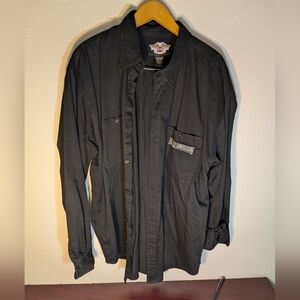 Harley‎ Davidson Long Sleeve Button Up Men's XXL Black